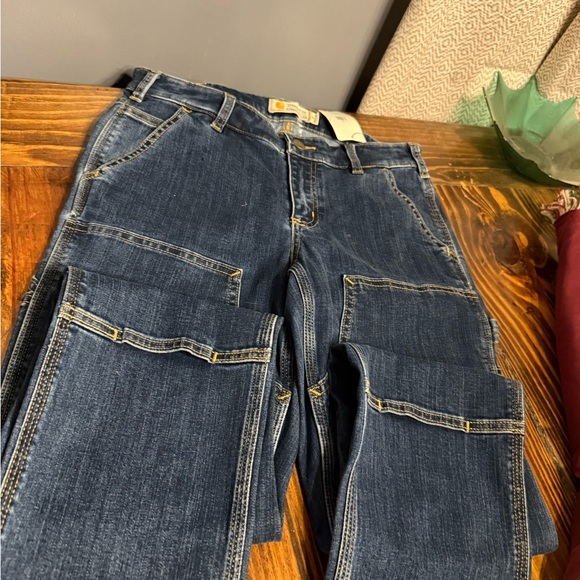 Carhartt Women's Straight Leg Jeans - Dark Blue - Picture 3 of 10